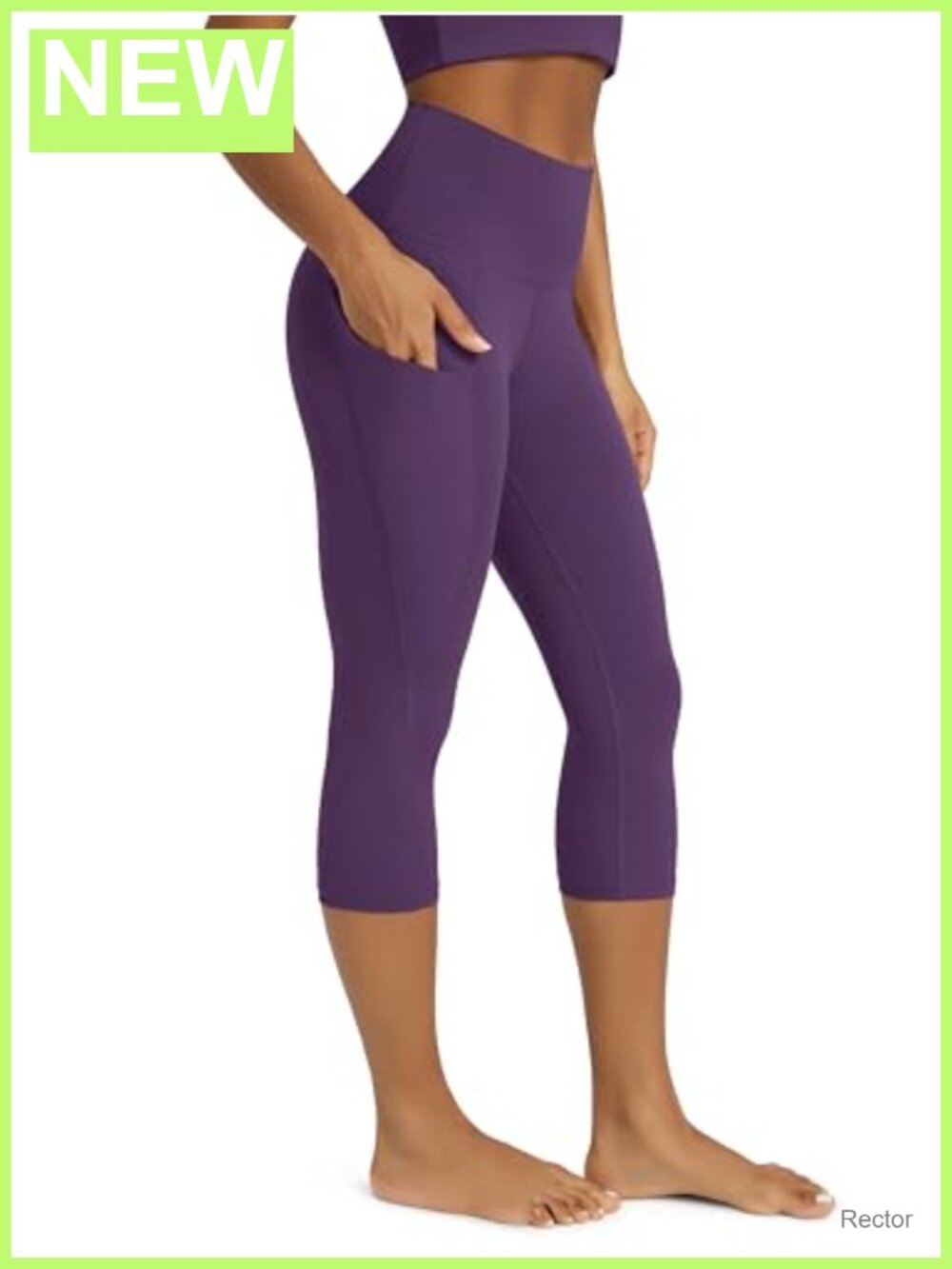 High Waisted Yoga Capris With Pockets Tummy Control 19" Inseam Workout Leggings